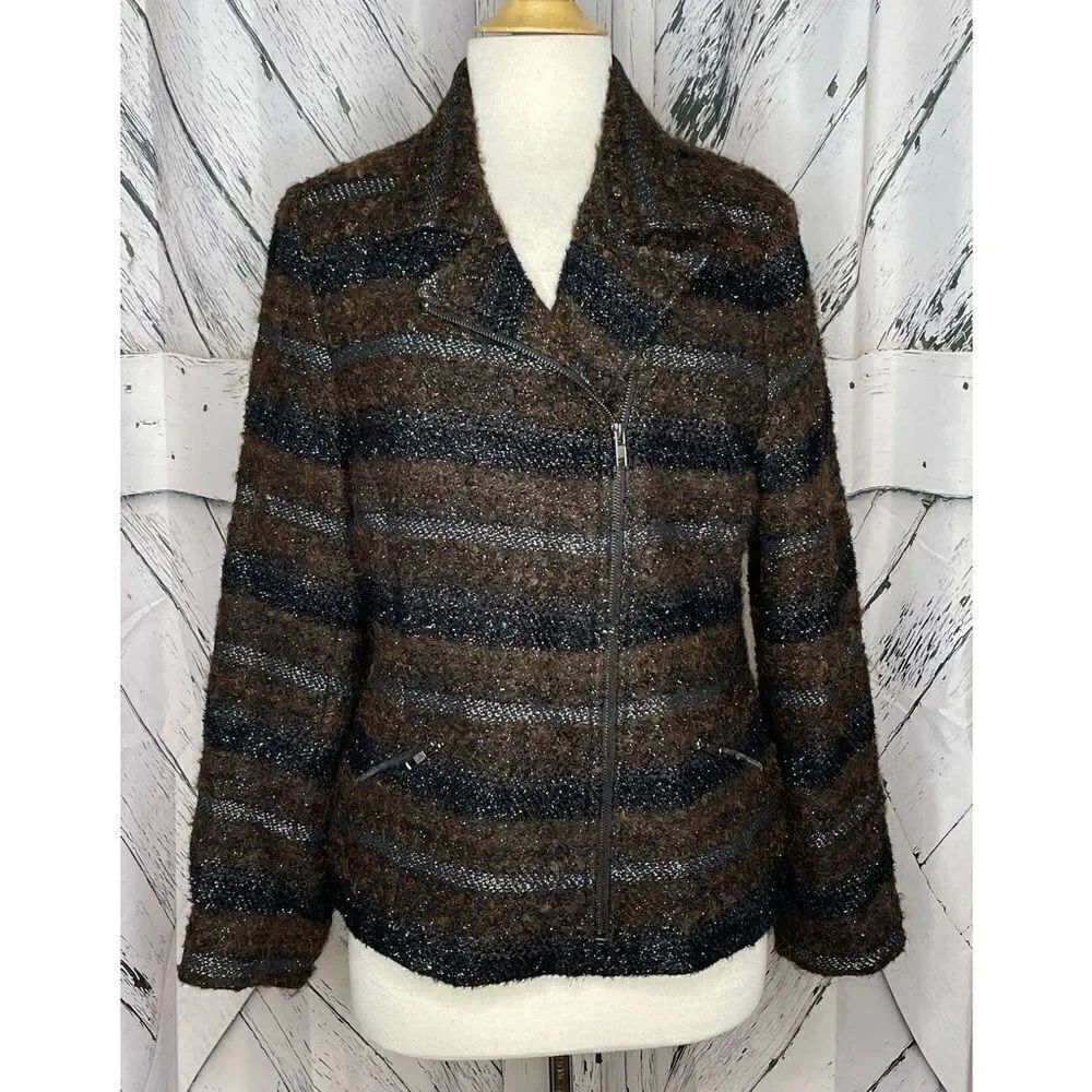Elliott Lauren Moto Style Jacket Black Brown Jacket 14